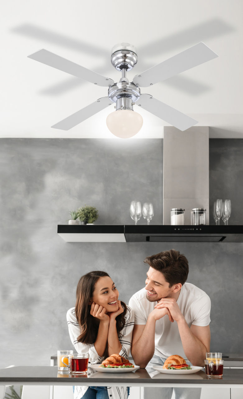 Globo Lighting - CHAMPION - Ventilator Metall verchromt, 1x E27