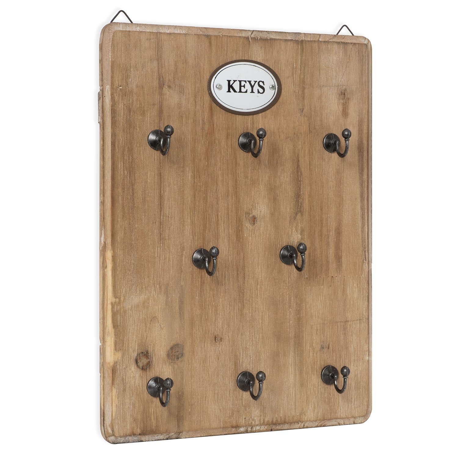 Moritz Schlüsselbrett 25x33cm Keys 8 Haken braun, Schlüsselkasten Vintage Schlüsselbox Schlüsselleiste Schlüsselhaken