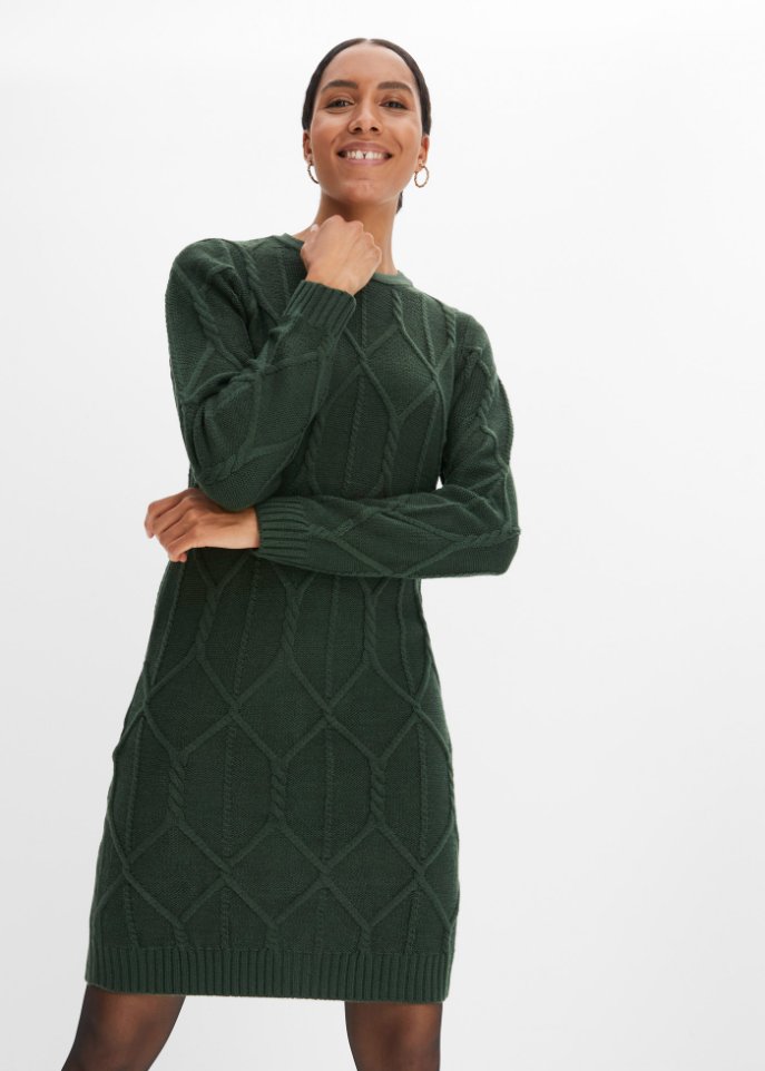 Strickkleid mit Zopfmuster