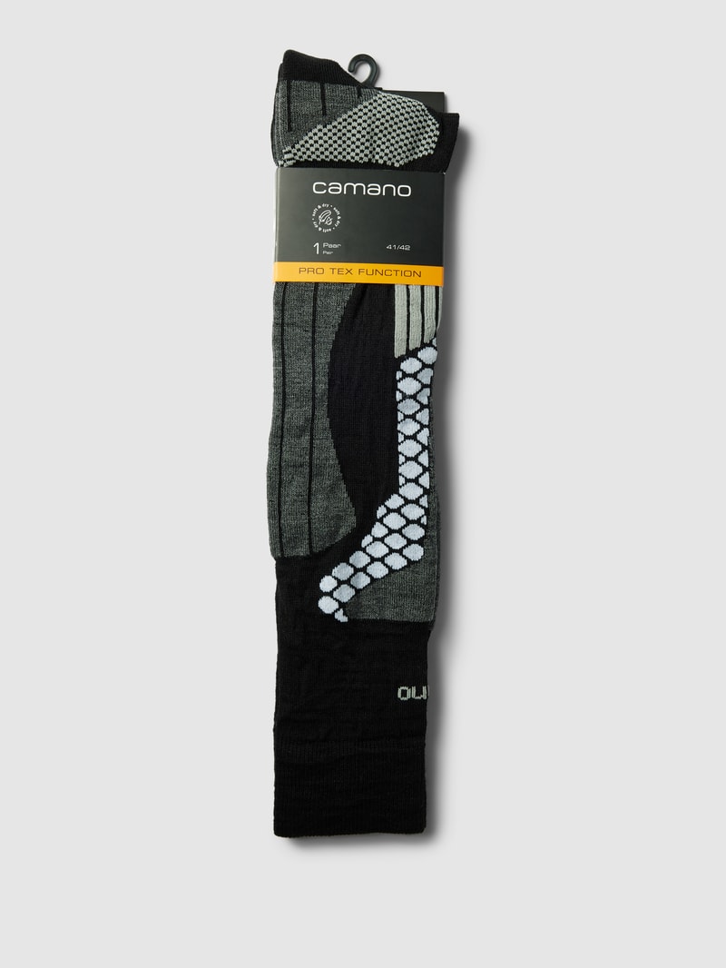 Socken mit Label-Detail Modell 'Merino' in schwarz
