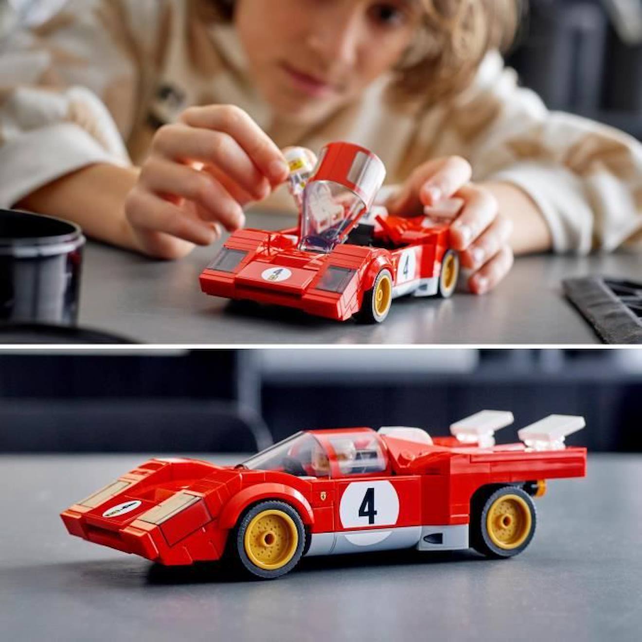 LEGO® 76906 Speed Champions 1970 Ferrari 512 M Modèle Réduit de Voiture de Course, Jouet de Construction pour Enfants rouge