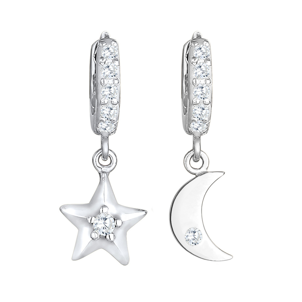 Elli Elli by Julie & Grace Boucles d'Oreilles Pendentif Femme Etoile Lune Astro Tendan Boucles d'oreilles