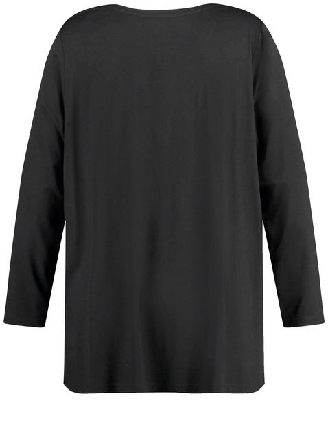 Ausgestelltes Langarmshirt mit Blusenfront