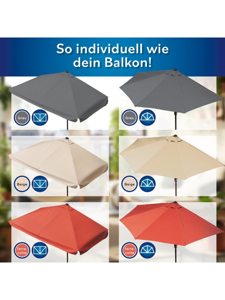 EASYmaxx Sonnenschirm halbrund beige mit UV-Schutz günstig kaufen onesize