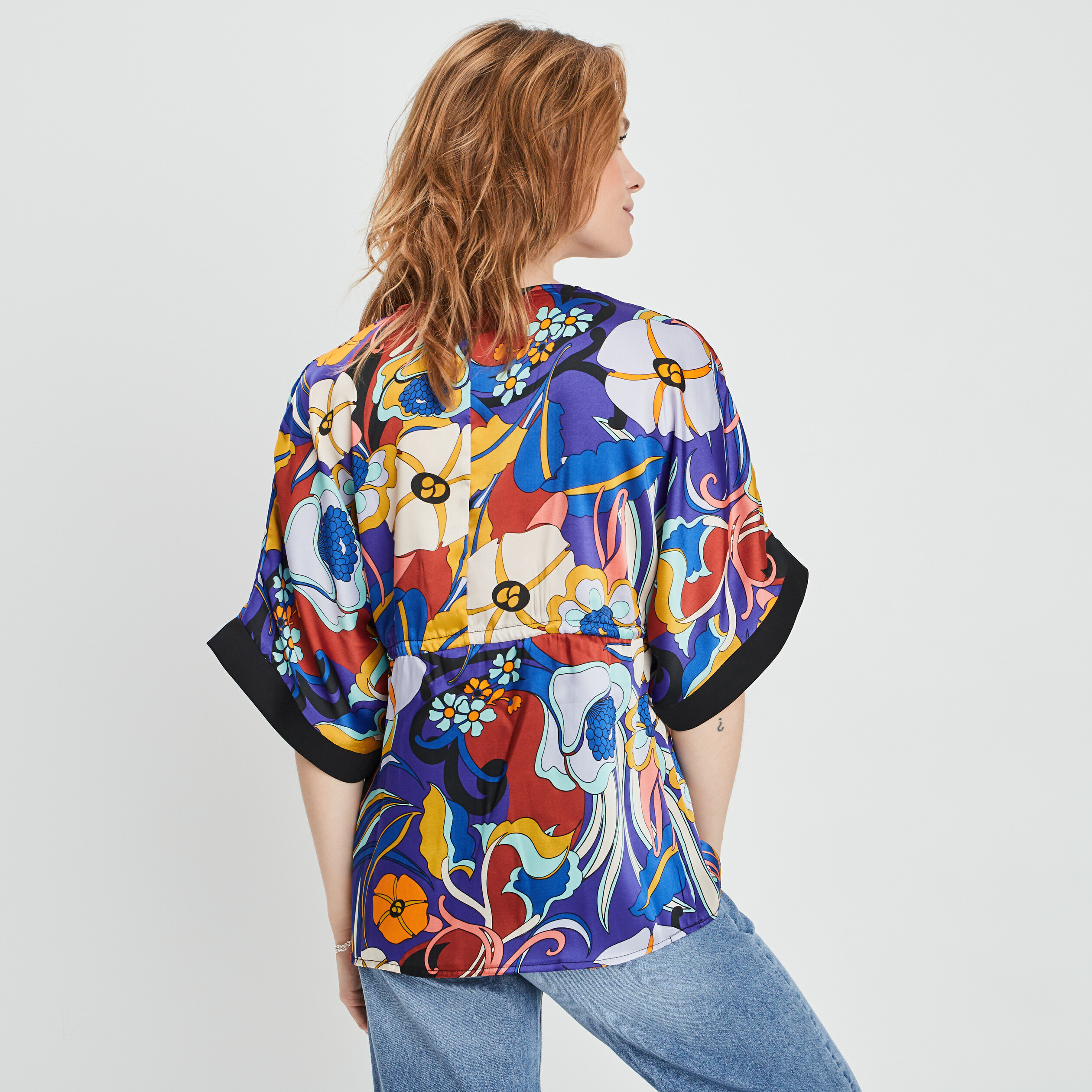 Blouse fluide avec cordon de resserrage violet femme | La Halle
