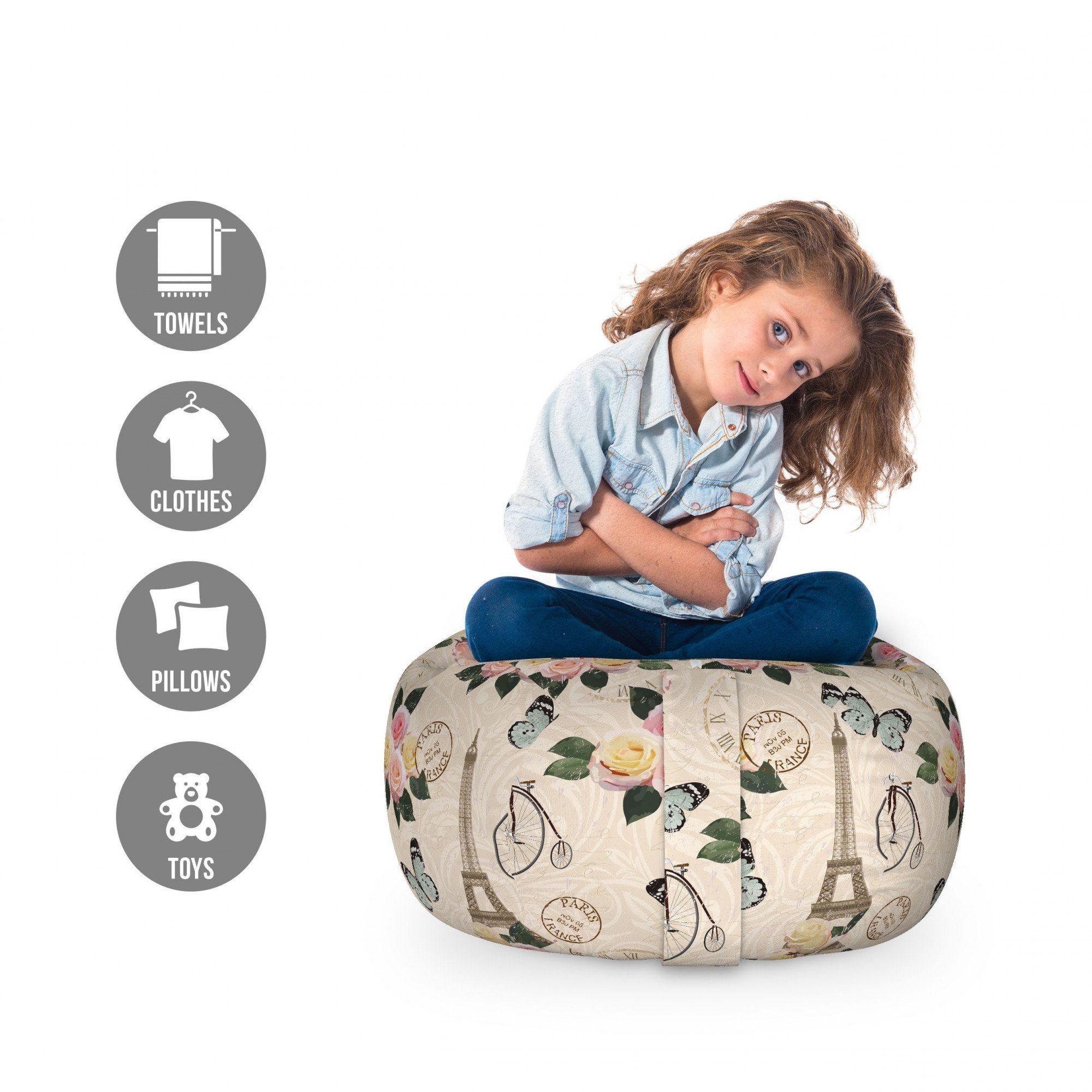 Abakuhaus Spielzeugtruhe Gefüllter Tier Organizer Waschbare Tasche für Kinder, Bunt Französisch Eiffelturm Bild