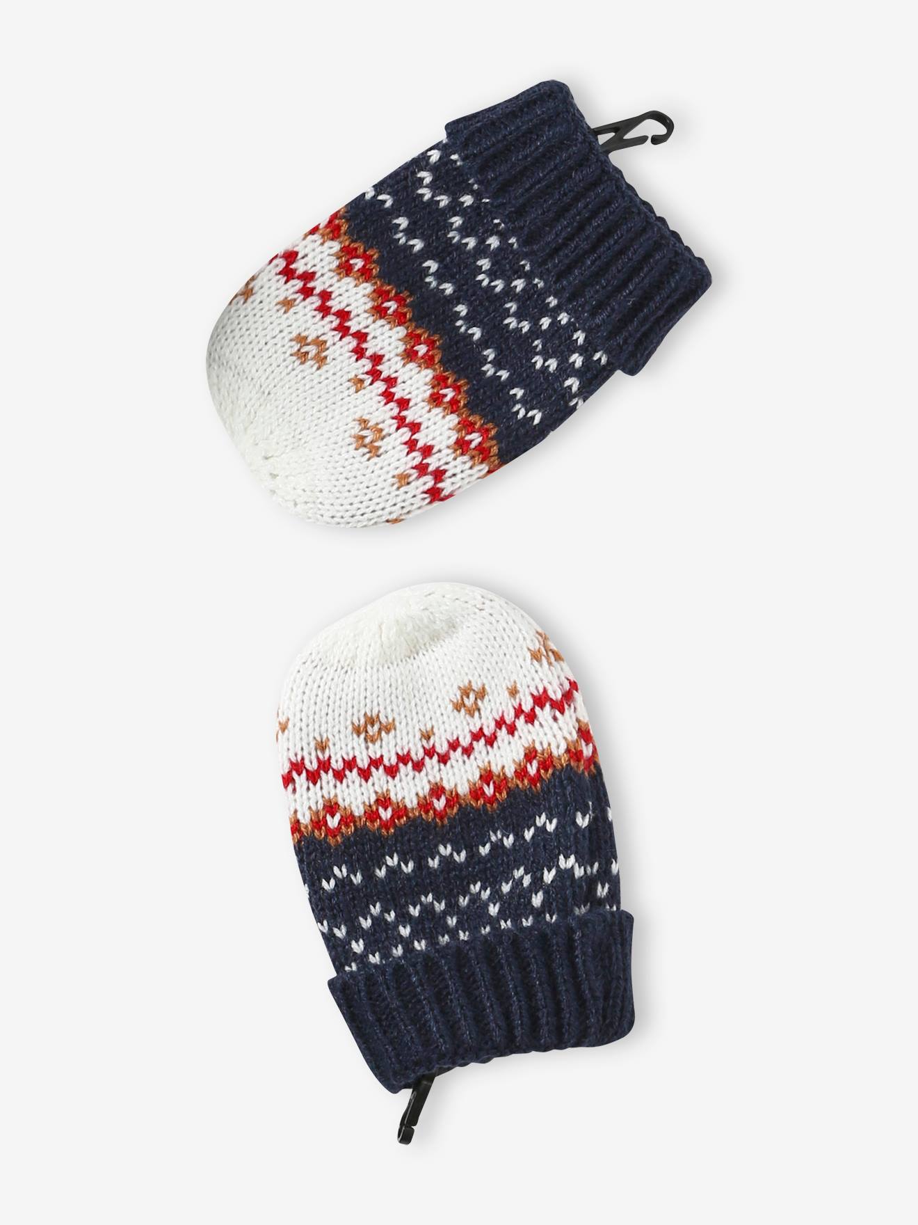 Vertbaudet Jungen Baby Weihnachts-Geschenkset: Mütze, Fäustlinge & Rundschal - marine