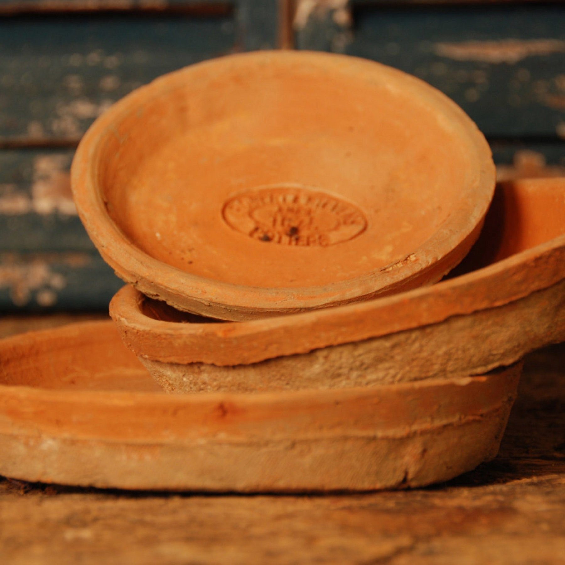 esschert design Übertopf 3er Satz Set Untersetzer rund Aged Terracotta Blumen Pflanzen Esschert Design