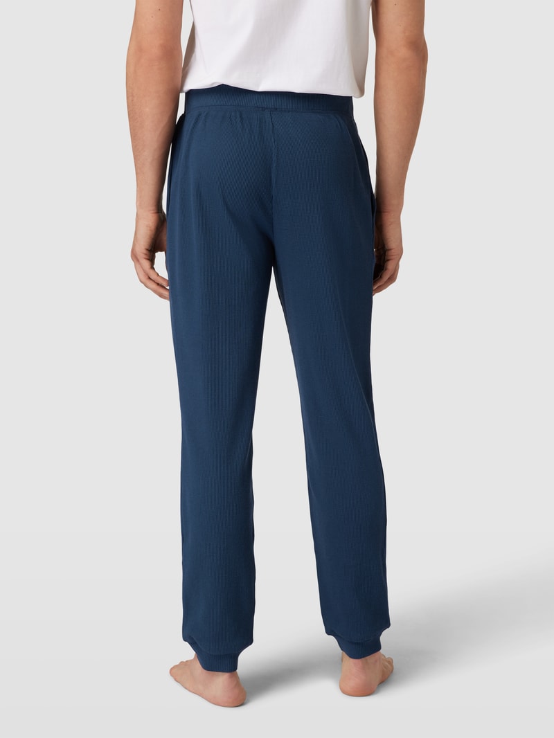 Pyjama-Hose mit elastischem Bund Modell 'Waffle' in dunkelblau