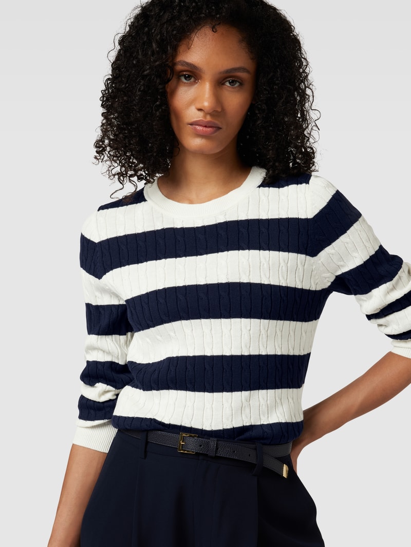 Strickpullover mit Blockstreifen in dunkelblau