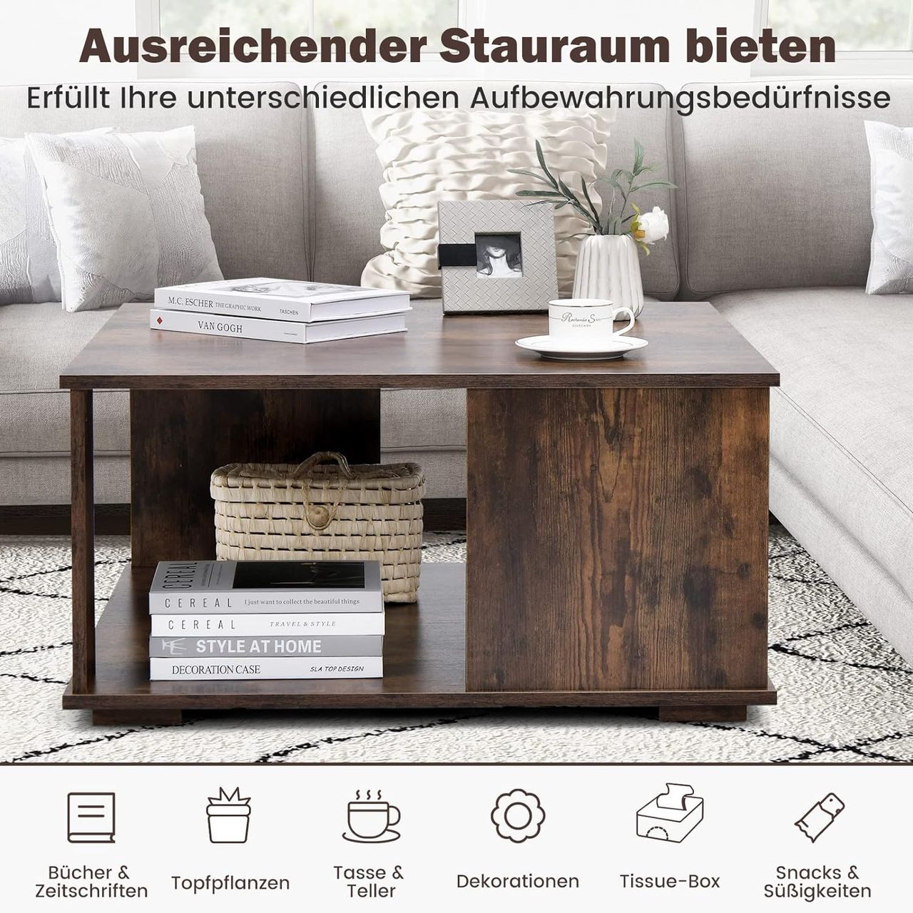 Costway 2 Ebenen Couchtisch aus Holz