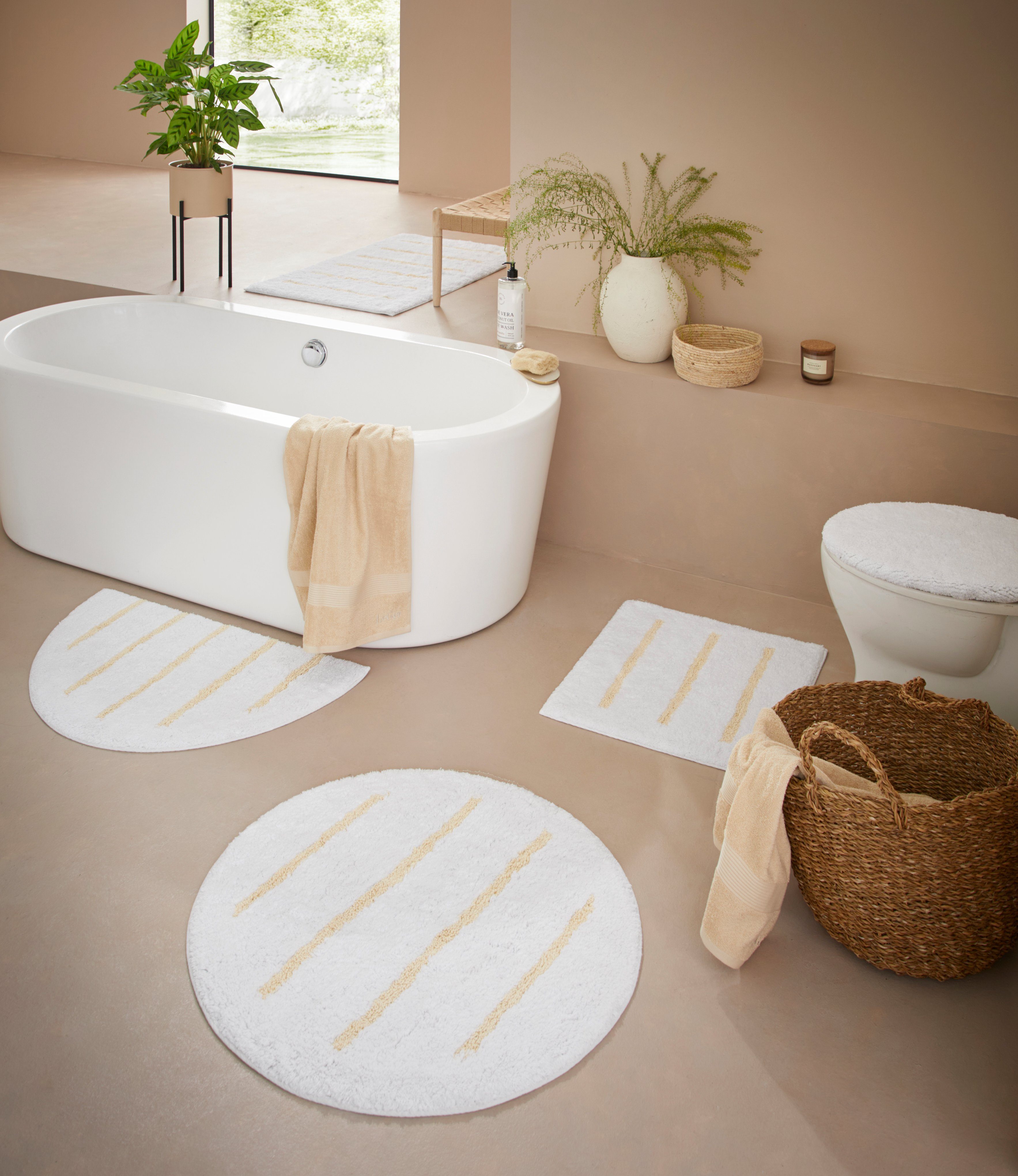 Badematte Jöran LeGer Home by Lena Gercke, Höhe 10 mm, beidseitig nutzbar, schnell trocknend, strapazierfähig, Baumwolle, rechteckig, Badteppich, Badematten Set im Streifen-Design