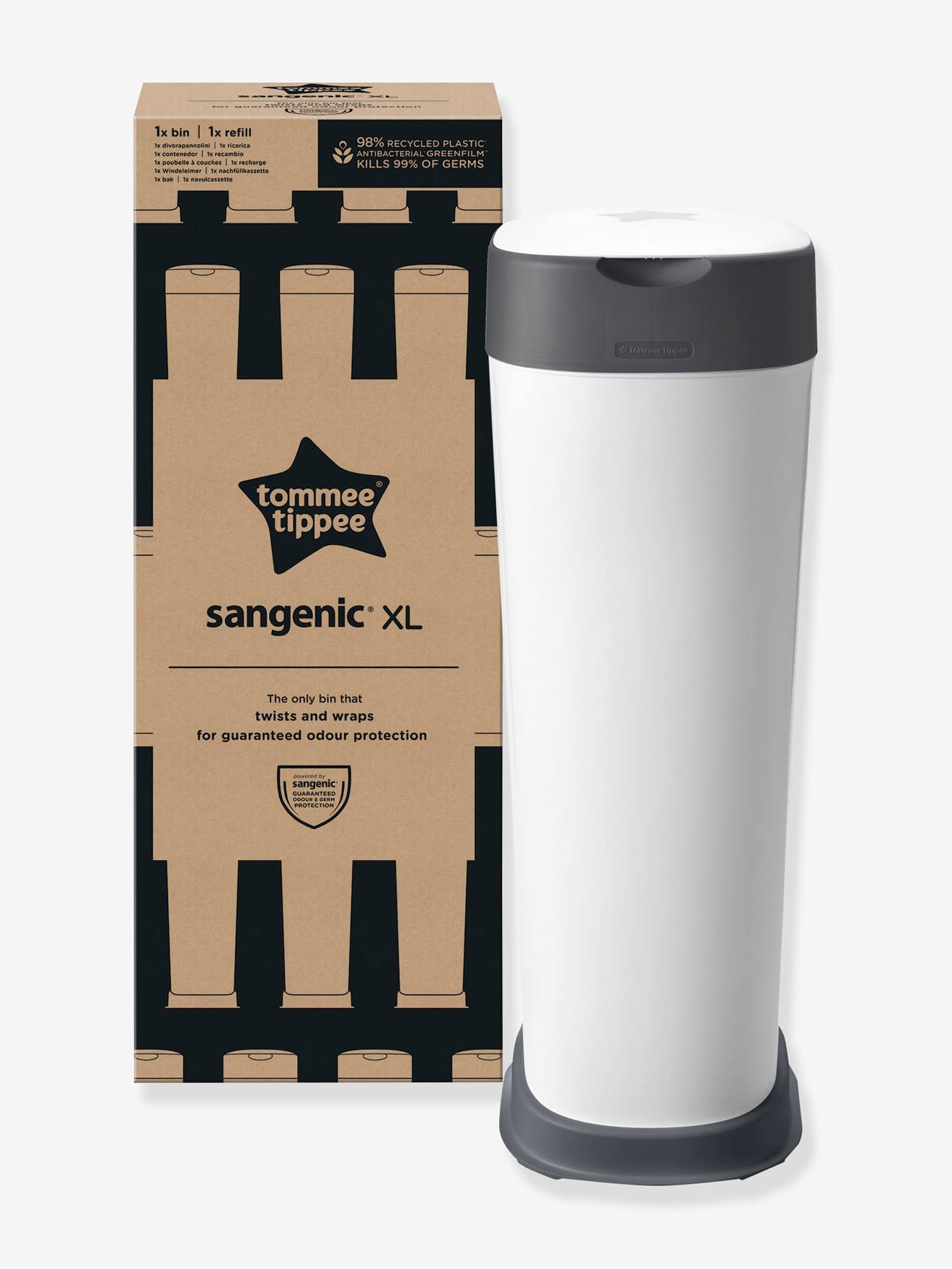 Tommee tippee Windeleimer TWIST & CLICK XL Tommee tippee SANGENIC inkl. 1 Nachfüllkassette - weiß/grau