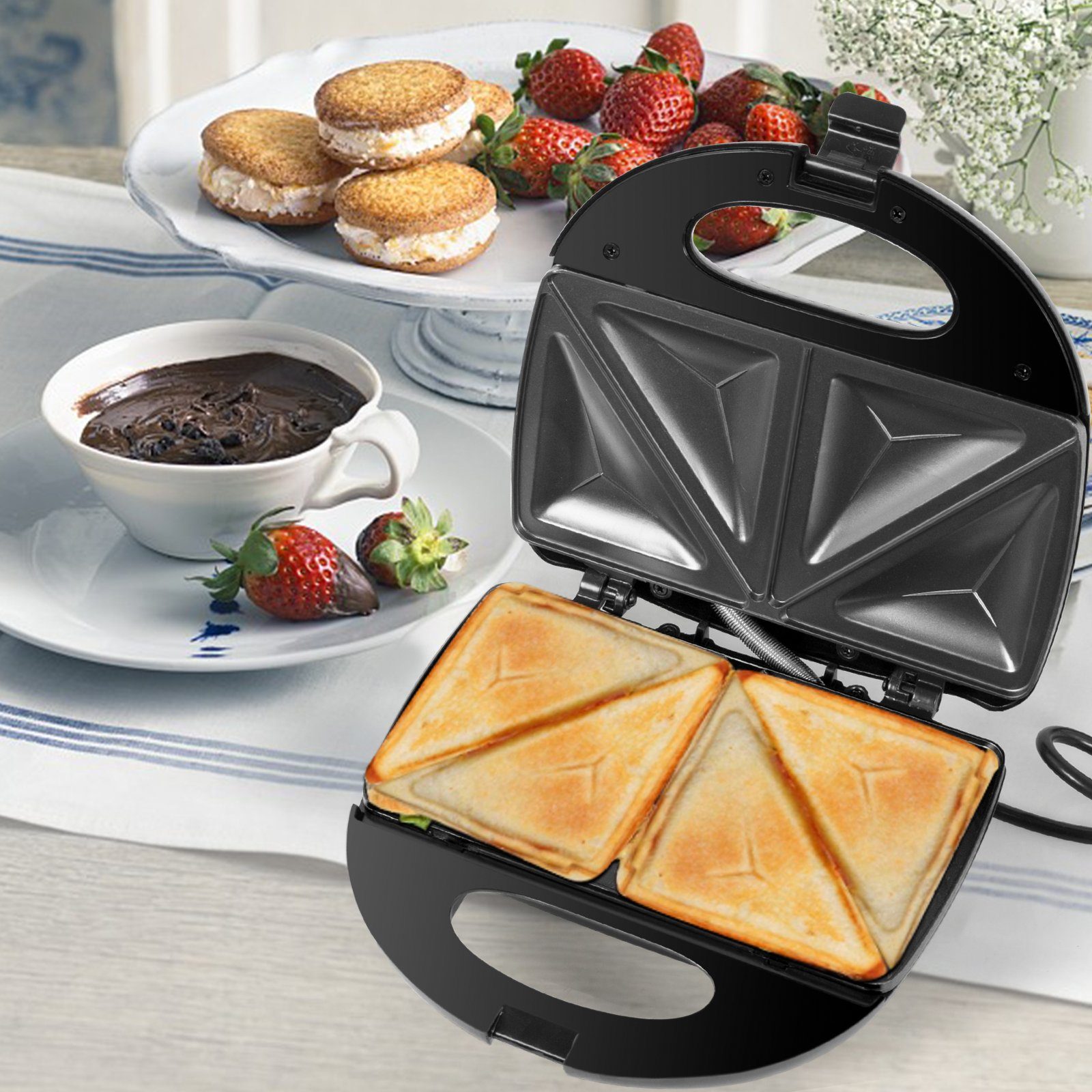 Gotoll Sandwichmaker GLS01, 700 W, Sandwichtoaster Platten Kontaktgrill, mit Antihaftbeschichtung Grill