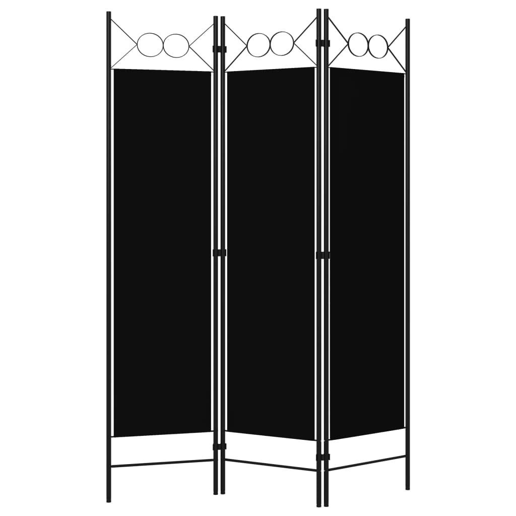 vidaXL Raumteiler 3-tlg. Raumteiler Schwarz 120 x 180 cm, 3-tlg.