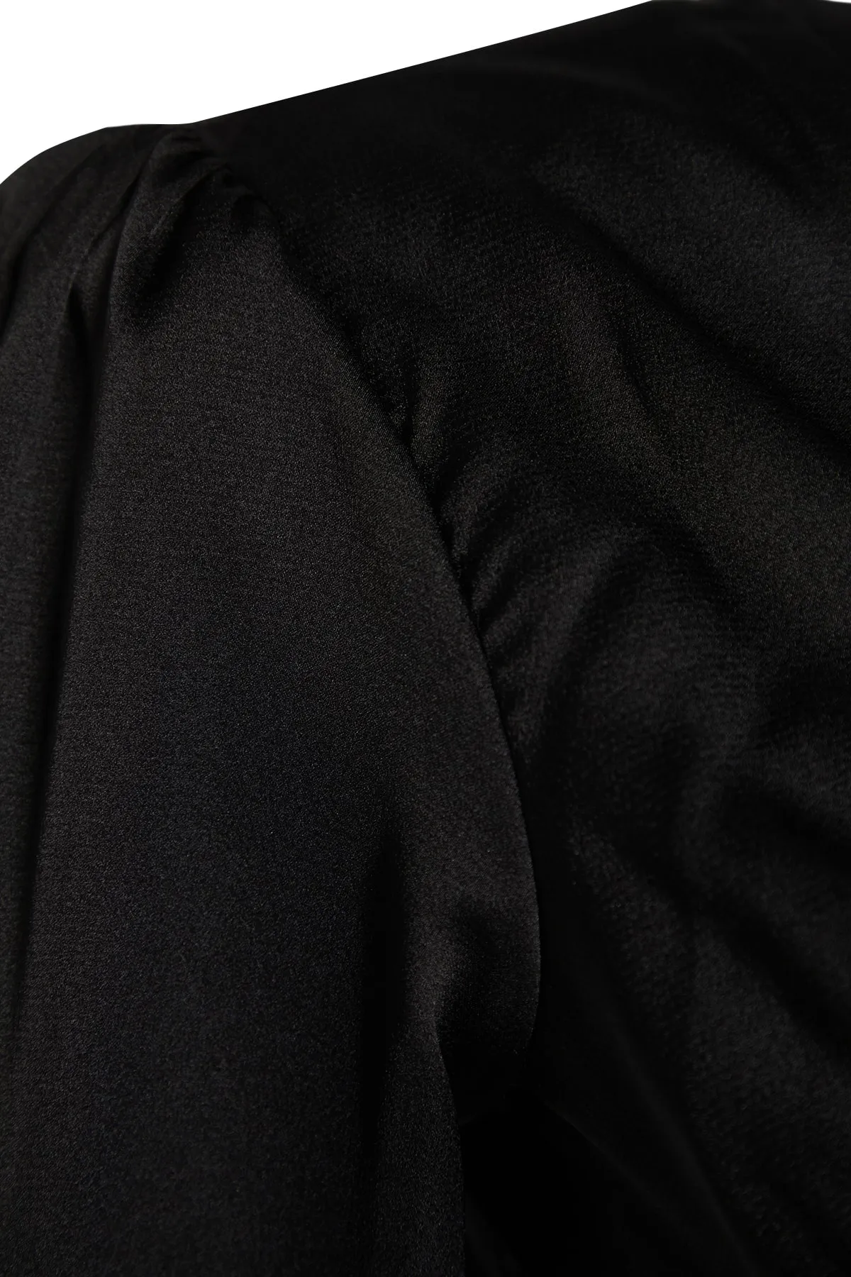 Trendyol Collection  Schwarzes, tief ausgeschnittenes, gewebtes, elegantes Abendkleid TPRAW23EL00220