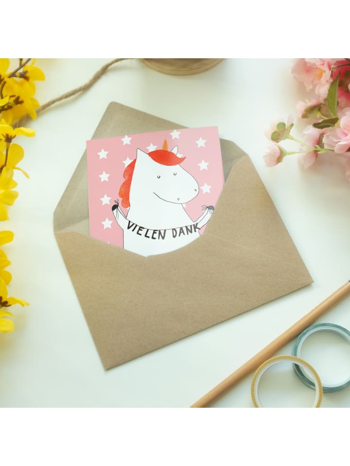 Mr. & Mrs. Panda Grußkarte Einhorn Dankeschön ohne Spruch in Rot Pastell günstig kaufen onesize