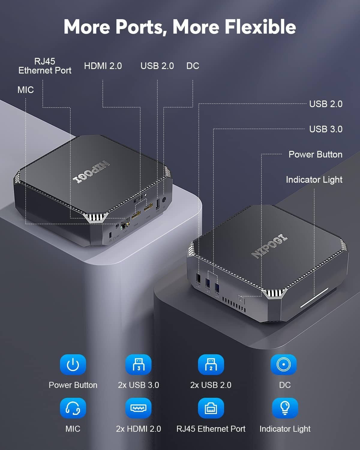 NiPoGi Mini-PC (Intel Lake-N100 N100, ‎Intel UHD-Grafik 4K UHD Triple Display, 16 GB RAM, 1024 GB SSD, Mikrocomputer Mini-Desktop Compute leiser Mini-PC klein kleiner PC)