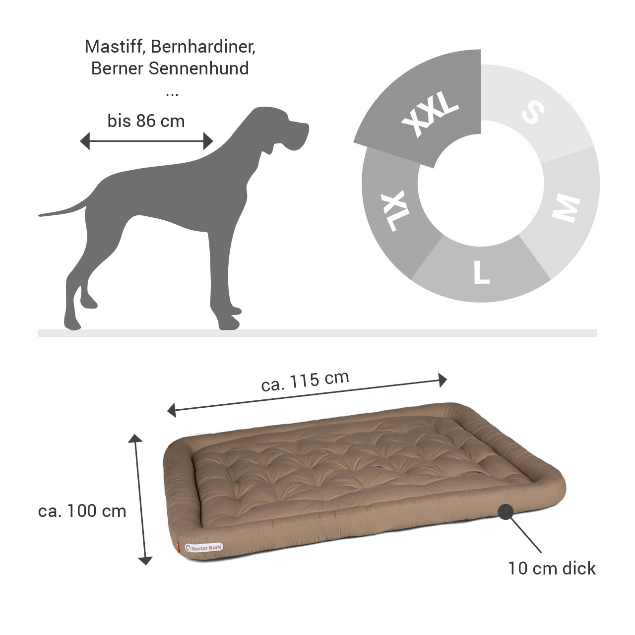Doctor Bark Hundekissen Doctor Bark Lounge-Kissen sandbraun XXL