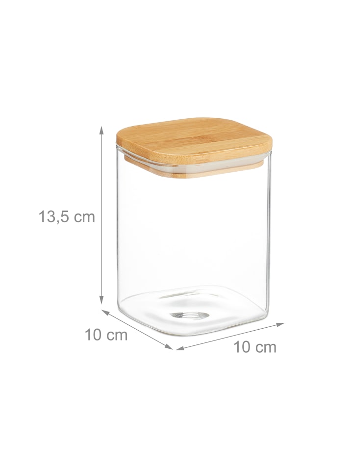 relaxdays 3 x Vorratsglas in Transparent/ Natur - 900 ml günstig kaufen onesize