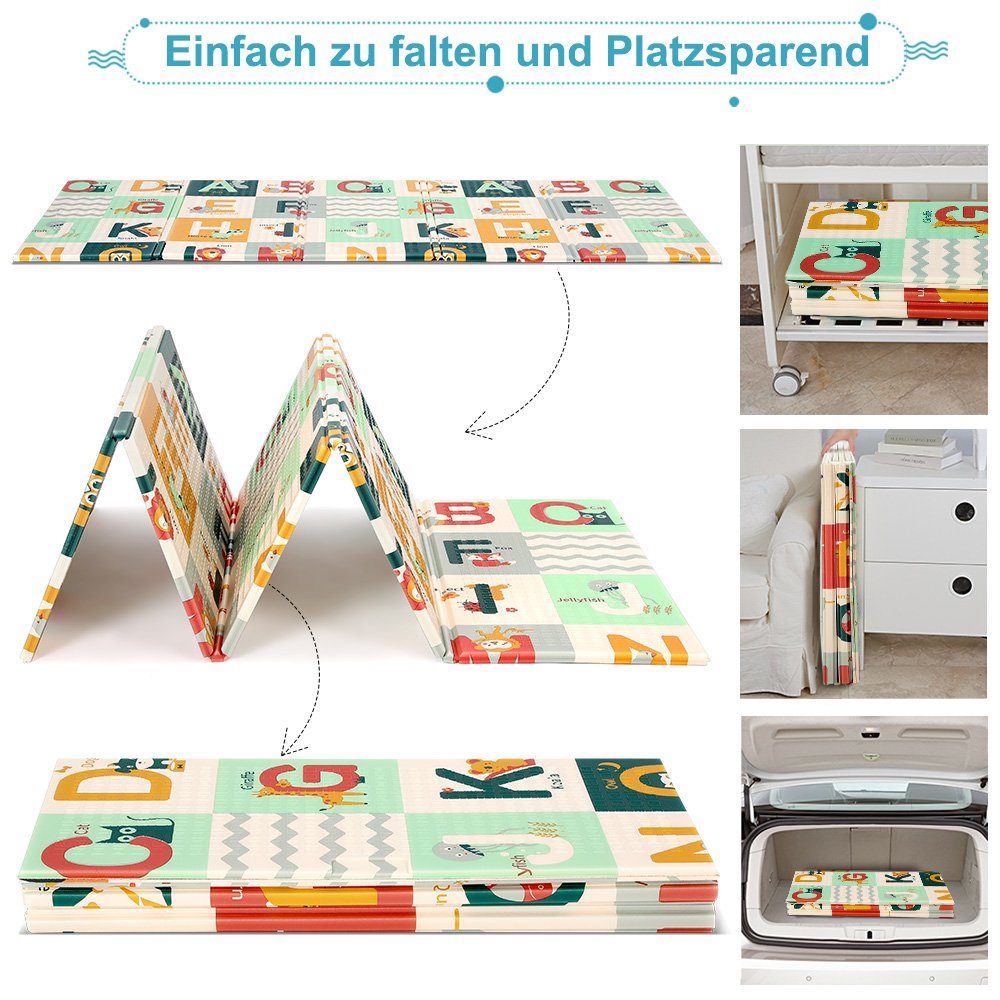 OUNUO Spielmatte Baby Spielteppich Doppelseitige Krabbelmatte 200 x 180 CM