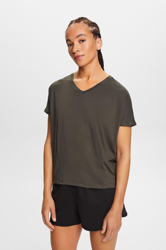 Active-T-Shirt mit V-Ausschnitt und E-DRY