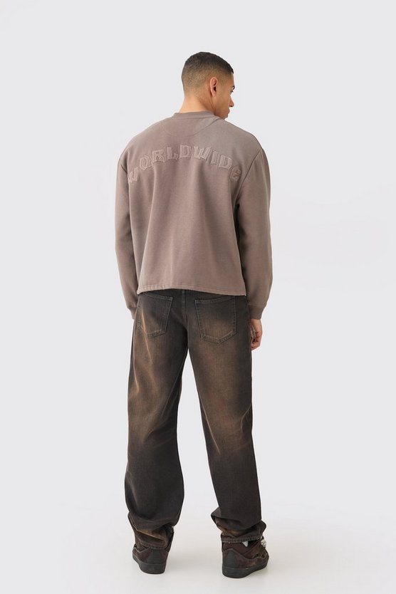 Kastige Oversize Jersey-Bomberjacke mit Naht-Applikation