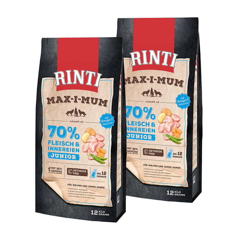 RINTI Hundetrockenfutter RINTI MAX-I-MUM Junior Huhn 2x12 kg