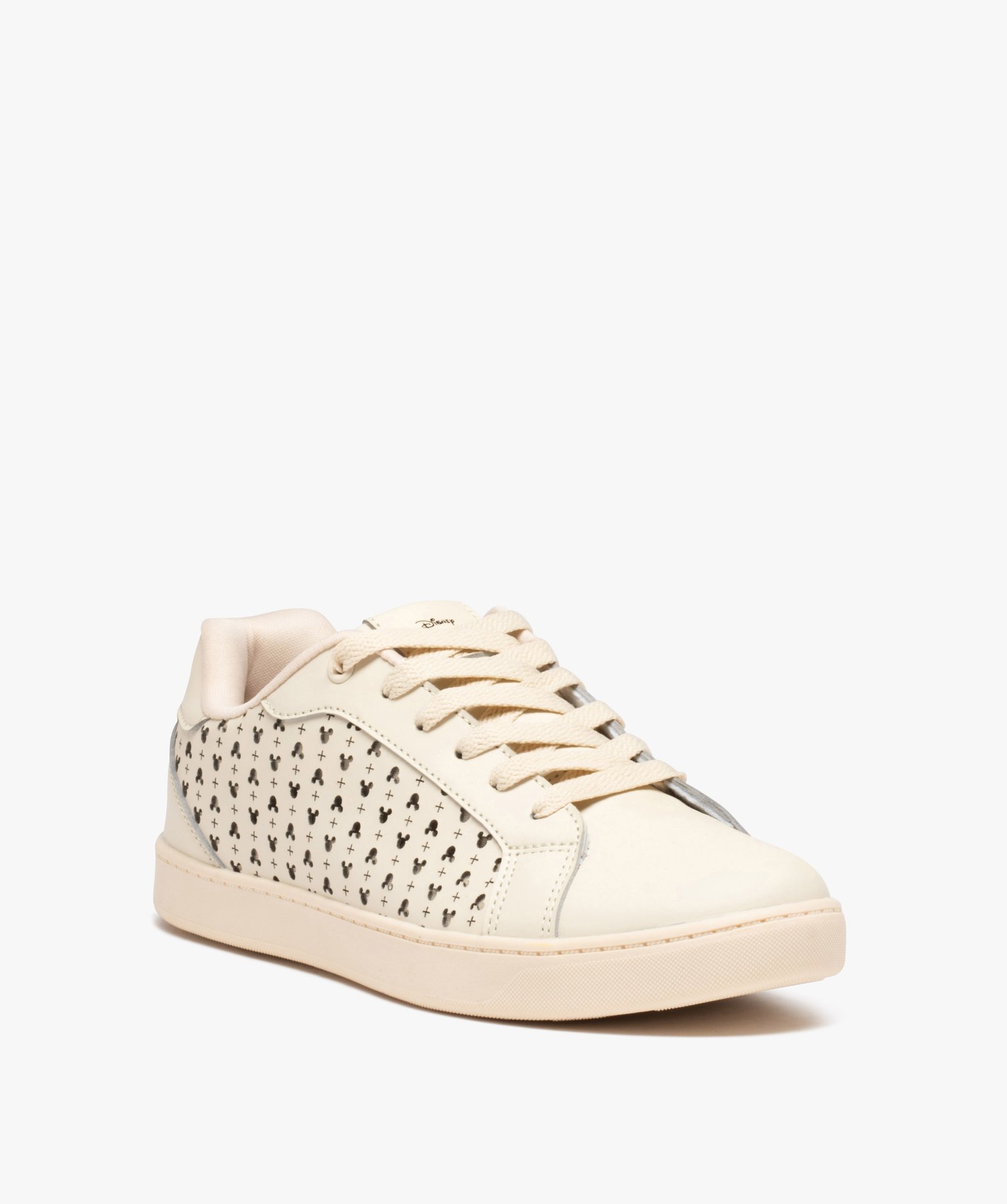 Baskets femme unies avec motifs ajourés Mickey - DS beige | GEMO