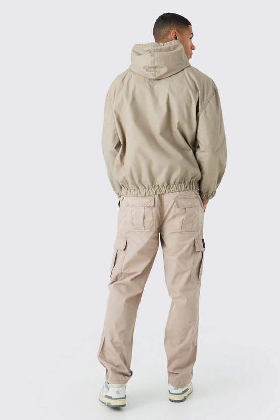 Twill Overshirt mit Plaketten-Detail und Kapuze