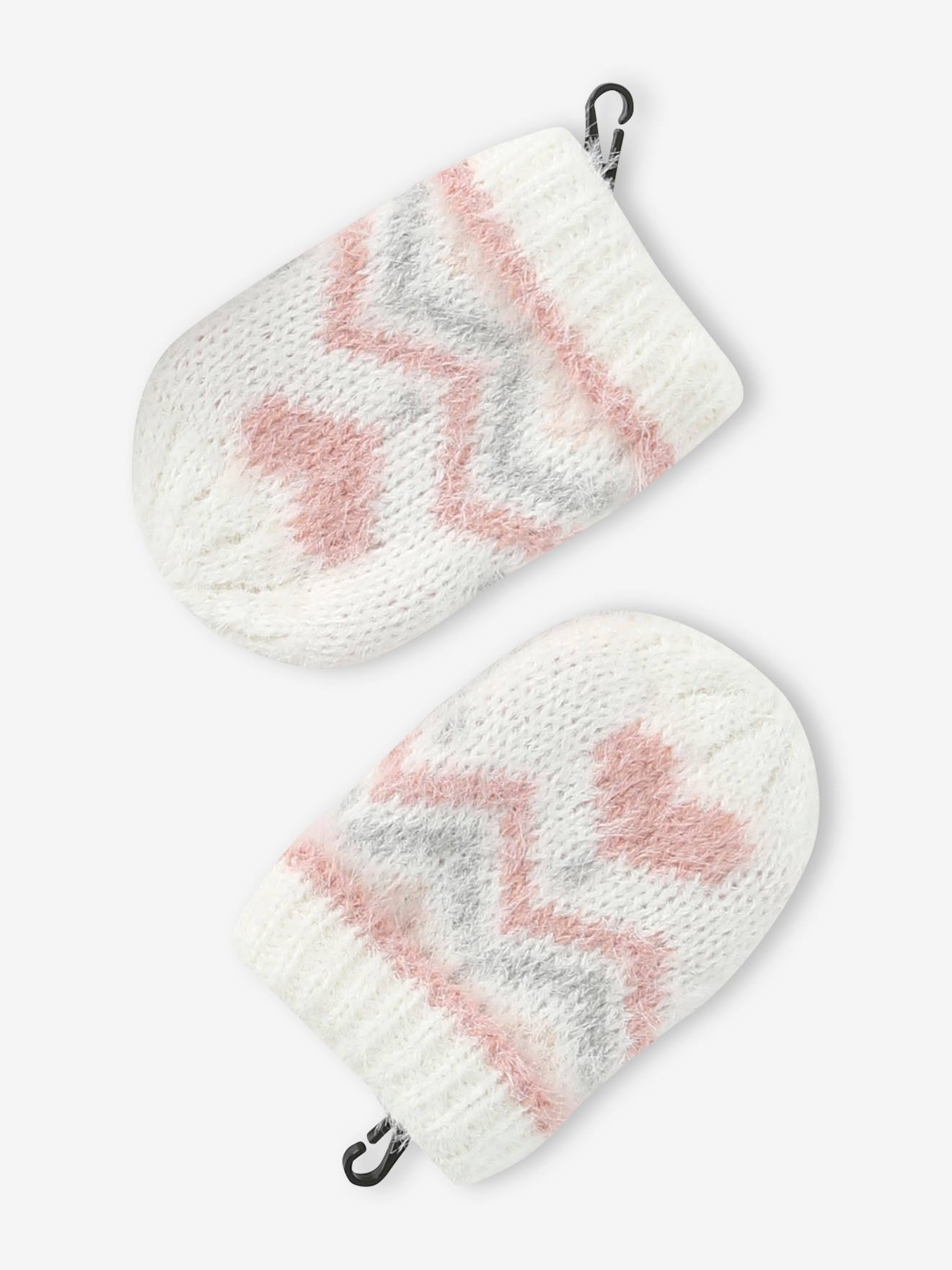 Vertbaudet Mädchen Baby-Set: Mütze, Rundschal & Fäustlinge - wollweiß