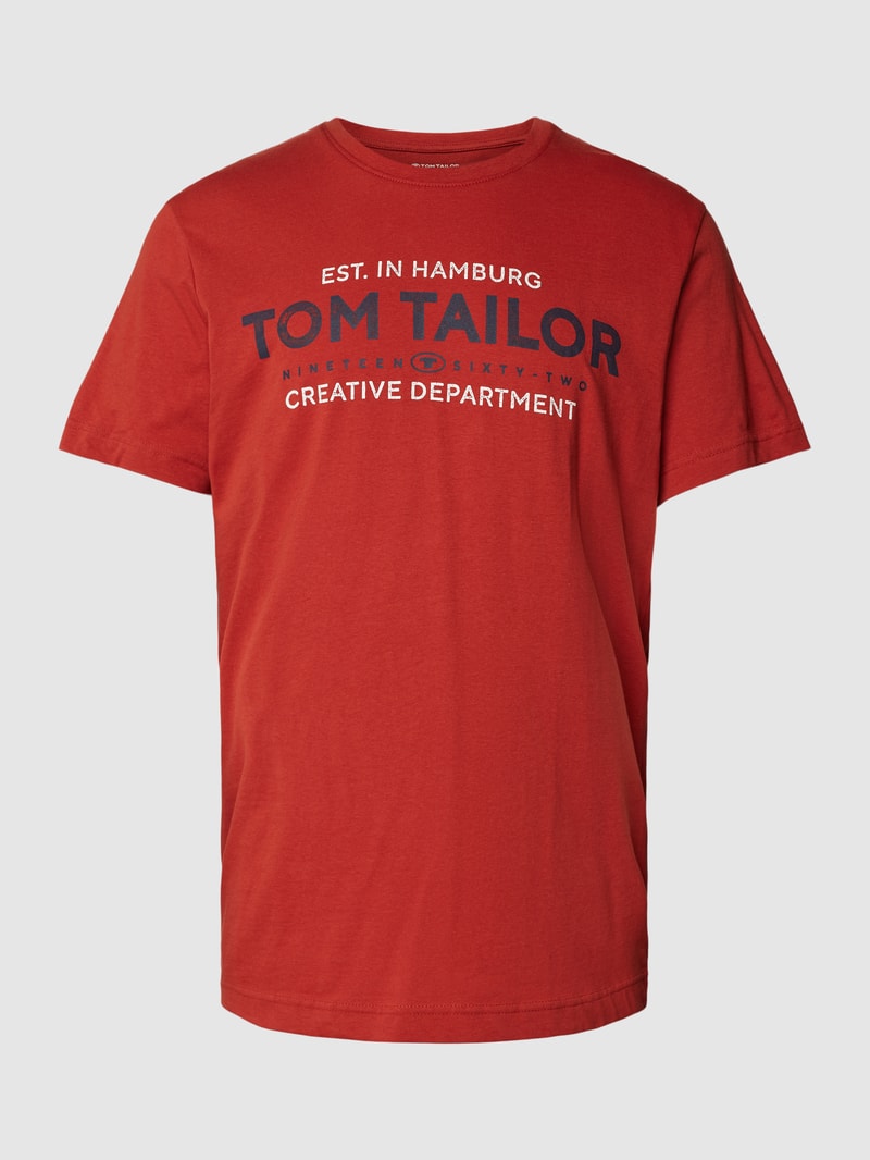 T-Shirt mit Label-Print in rot