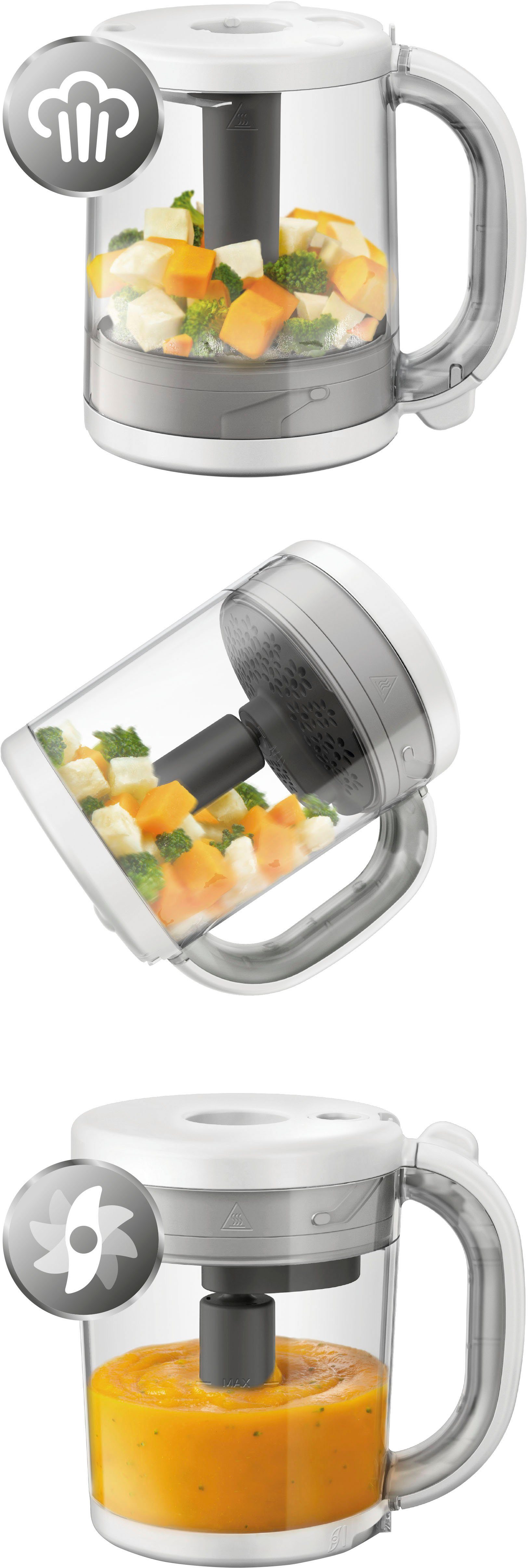 Philips AVENT Babynahrungszubereiter SCF883/01, 400 W, 4-in-1 Funktion, Dampfgaren, Mixen, Auftauen Aufwärmen