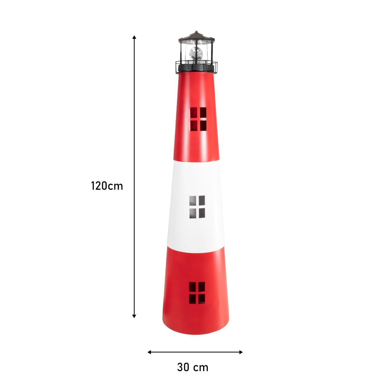 Lemodo Gartendeko Solar Leuchtturm mit rotierender LED-Beleuchtung 120 cm hoch
