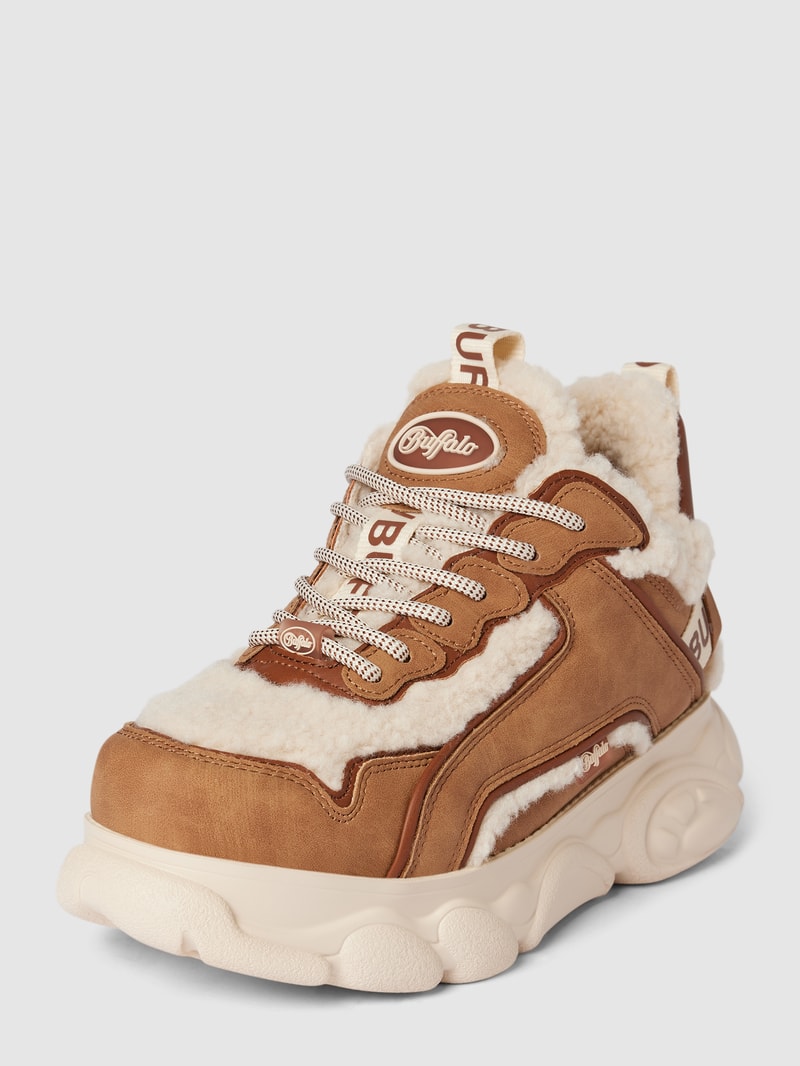 Schnürboots mit Teddyfellbesatz Modell 'CHAI' in hellbraun