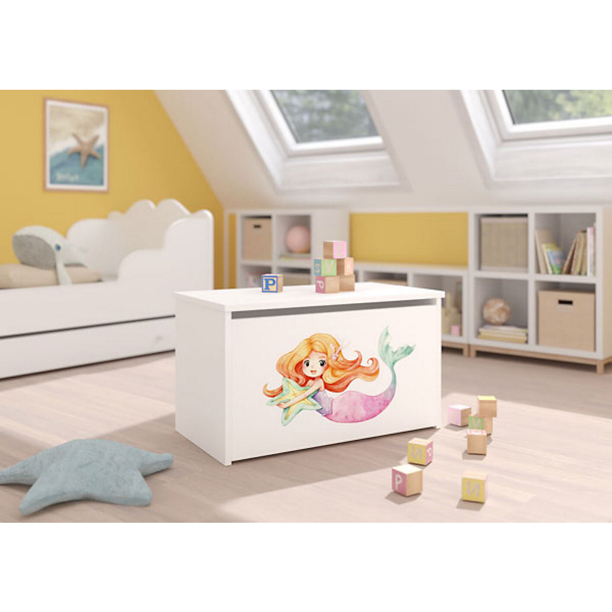 Spielzeugtruhe Sitztruhe Daria 73cm Motiv wählbar mit 1 Klappe