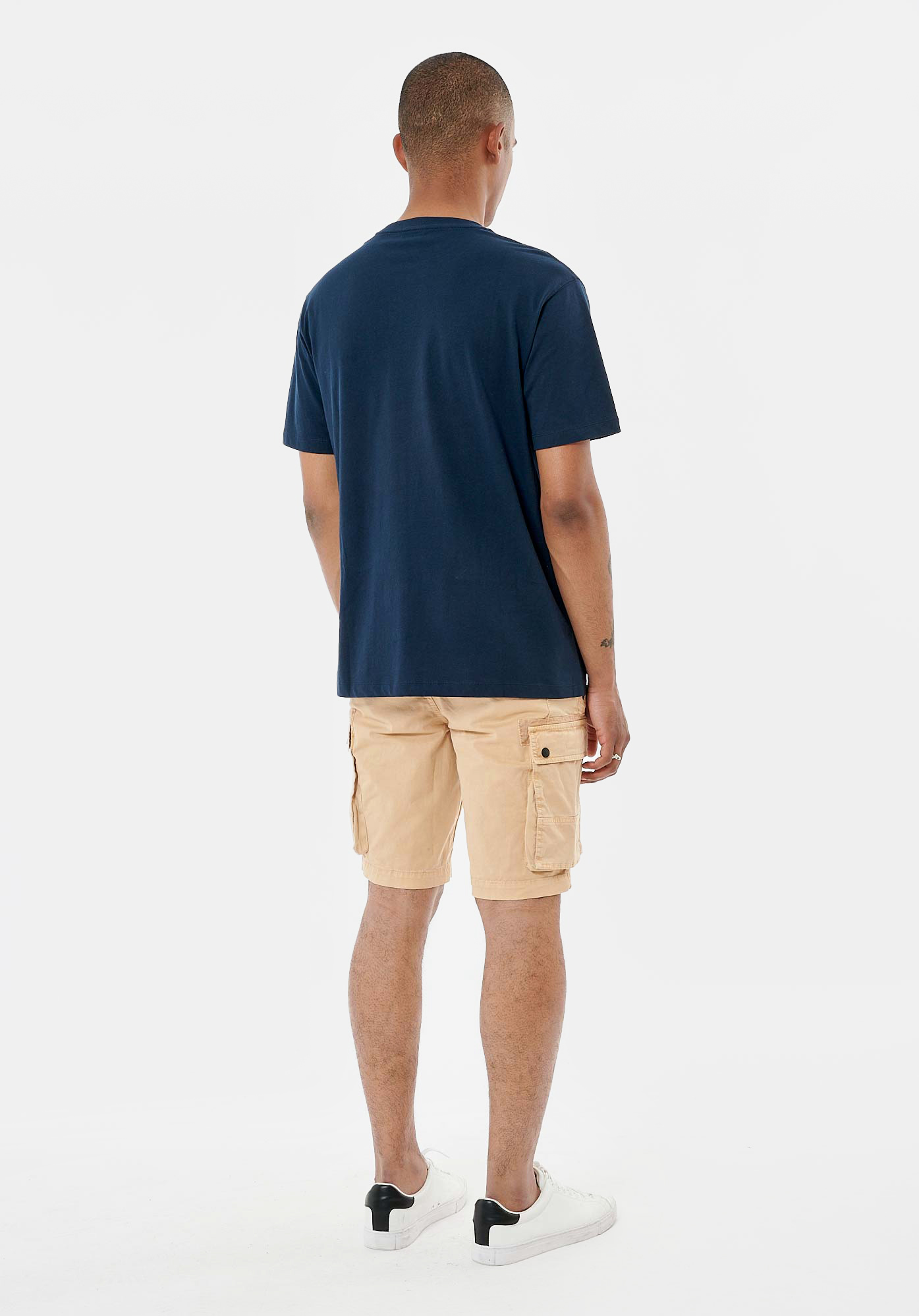 TIGAU  T-shirt bleu marine homme 100% coton