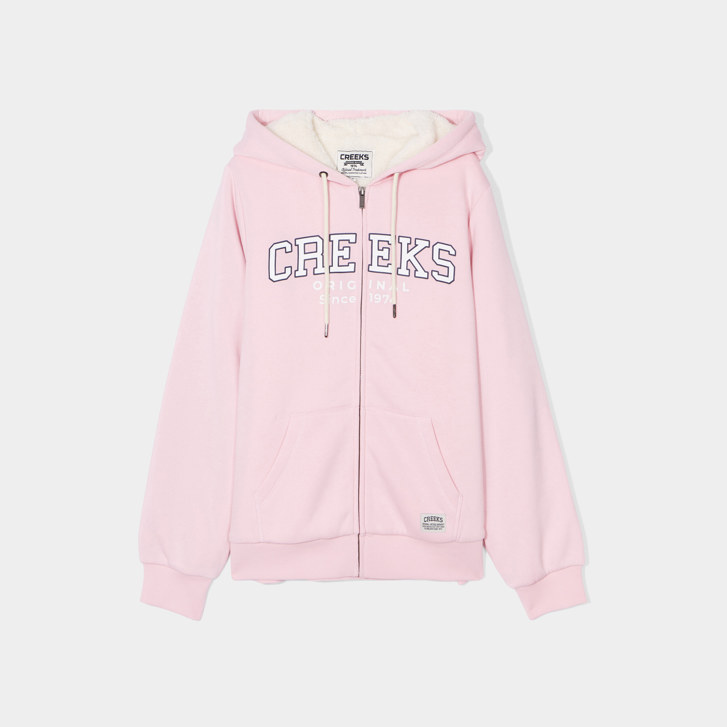 Sweat zippé à capuche doublure sherpa rose clair femme | La Halle