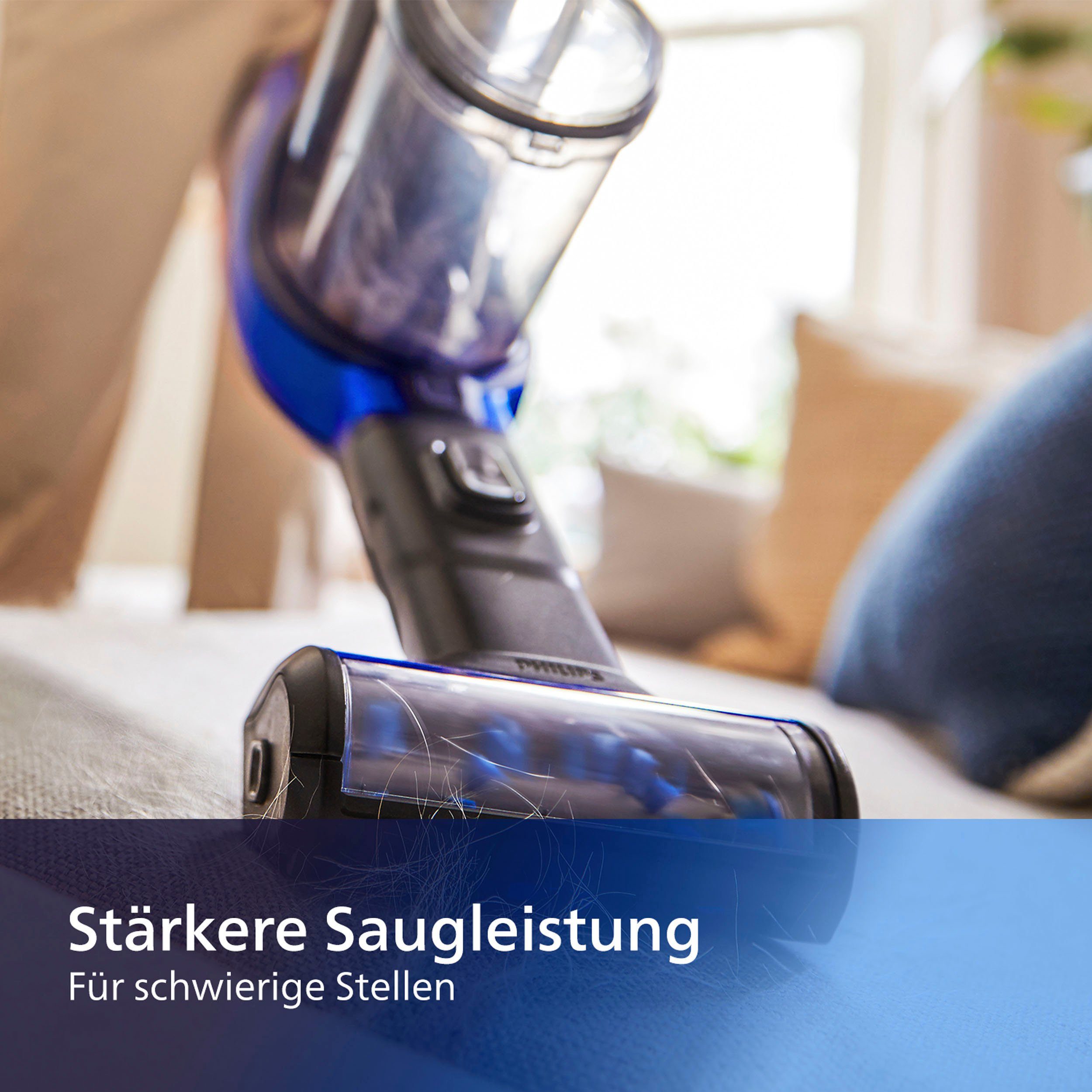 Philips Akku-Stielstaubsauger XC8045/01 SpeedPro Max, beutellos, mit 60 Minuten Laufzeit und 360°-Saugdüse