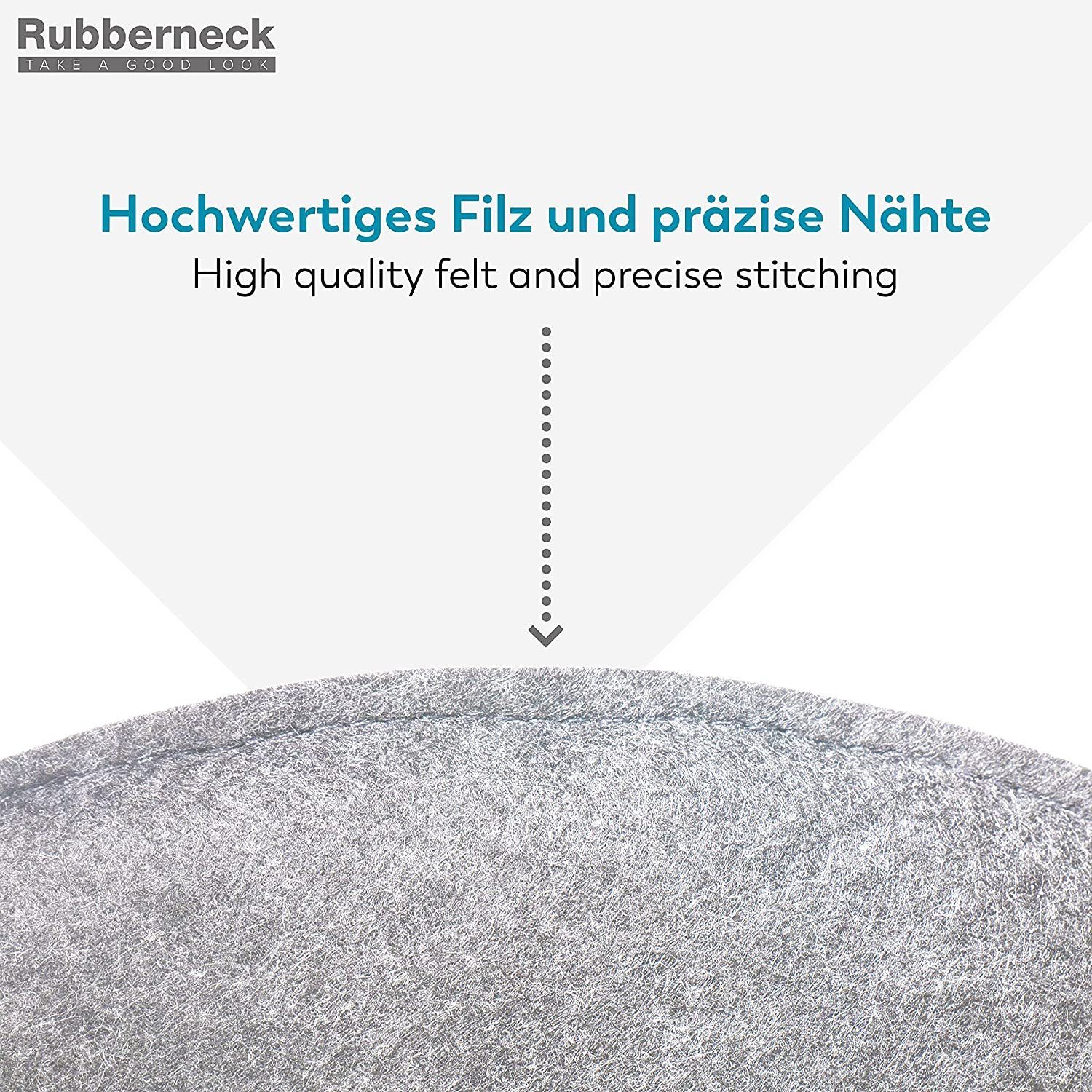 RUBBERNECK Auflagekissen Rutschfeste Filz Sitzkissen rund, Stuhlkissen mit Antirutsch-Noppen, (4 St), auf 30° waschbar