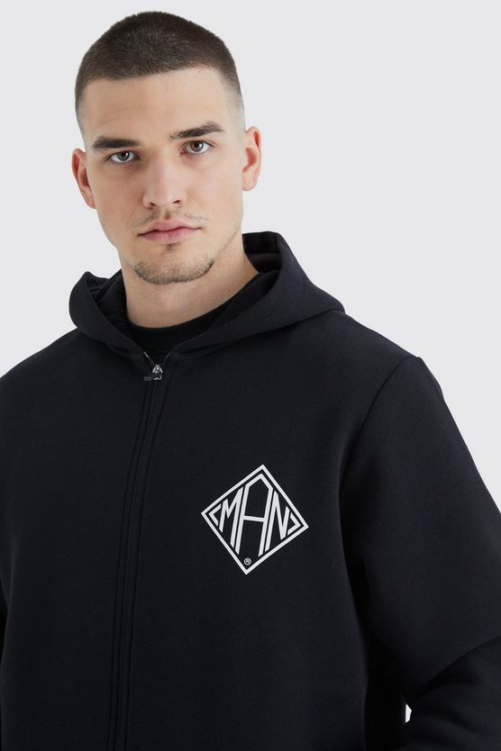 Tall kastiger Man Hoodie mit Reißverschluss