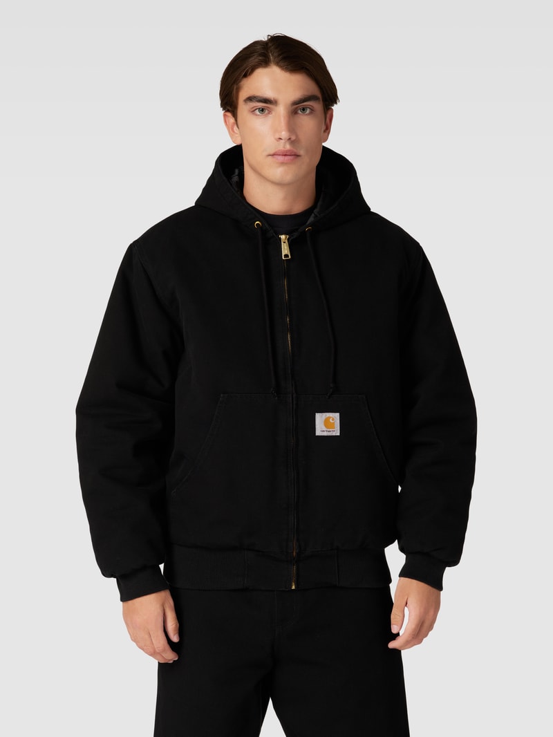 Jacke mit Label-Patch Modell 'ACTIVE' in schwarz