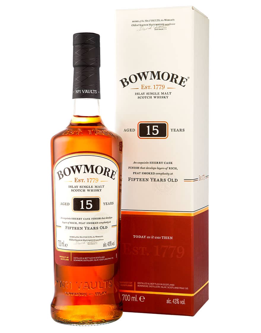 Islay Single Malt Scotch Whisky Aged 15 Years Bowmore 0,7 ℓ, En Étui