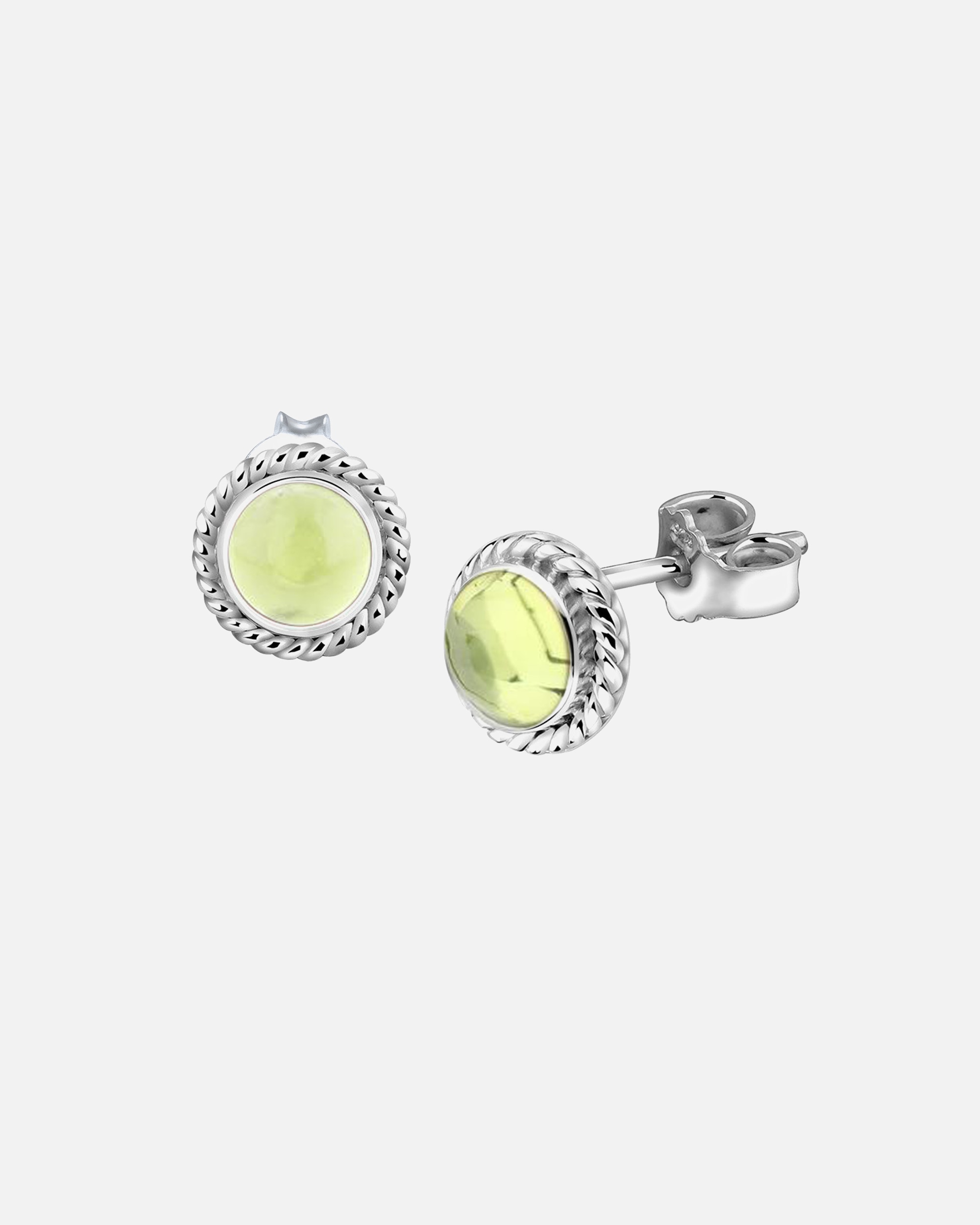 Nenalina Women's Silver Stud Earrings, Handmade Stud Earrings Set with a Genuine Peridot Gemstone - 222999-013