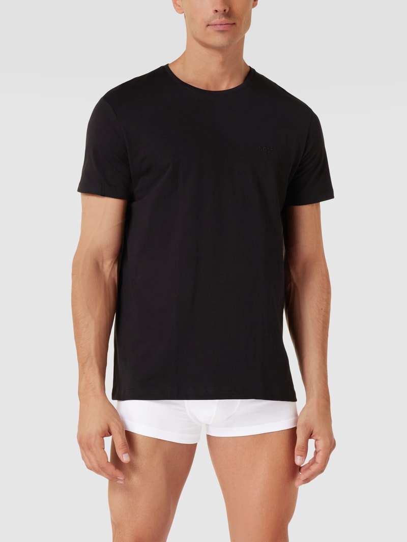 T-Shirt mit Rundhalsausschnitt im 2er-Pack Modell 'ComfortS' in schwarz
