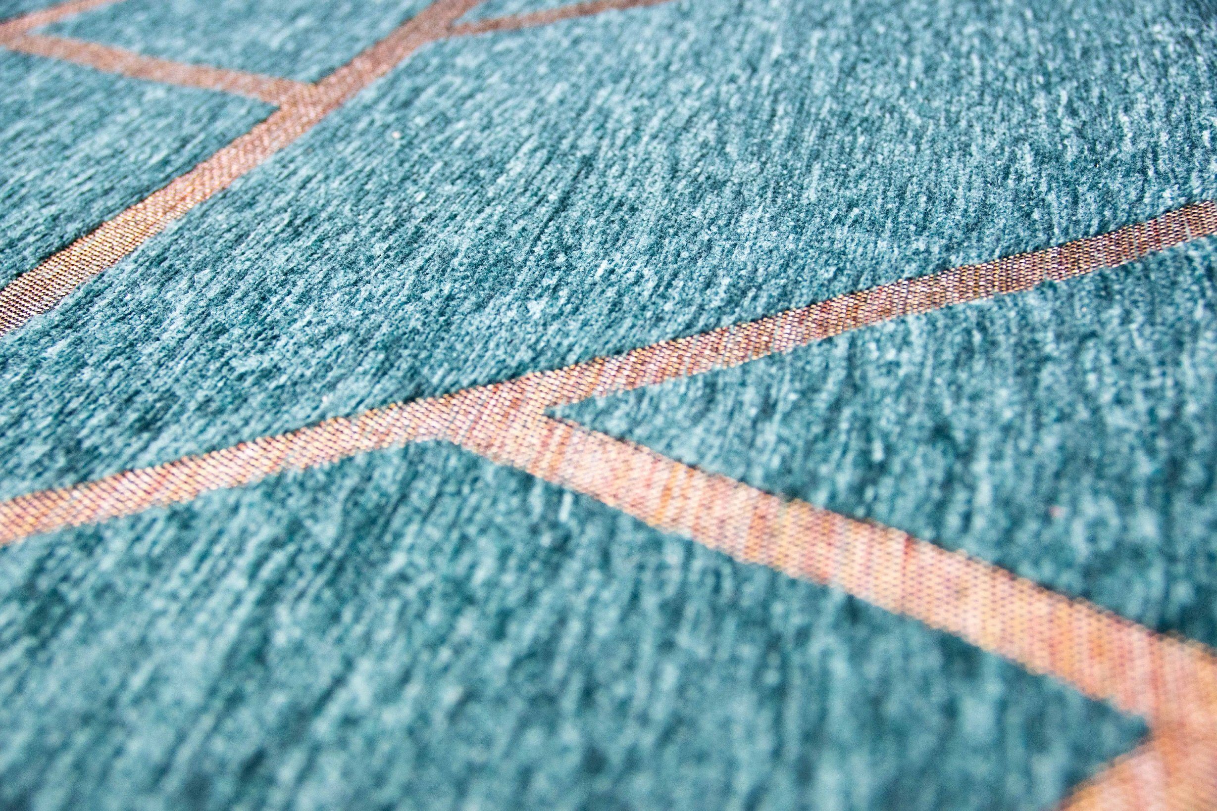 Teppich Orientteppich Wohnzimmer Teppich Geometrisches Muster in Türkis Bronze, Teppich-Traum, rechteckig, Höhe: 0,9 mm