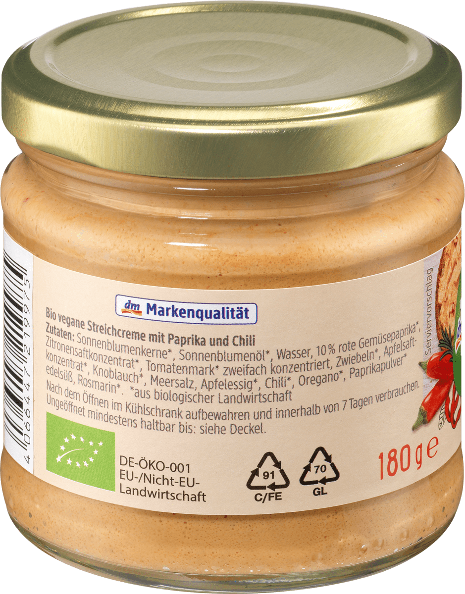 Brotaufstrich, Streichcreme Paprika-Chili, 180 g