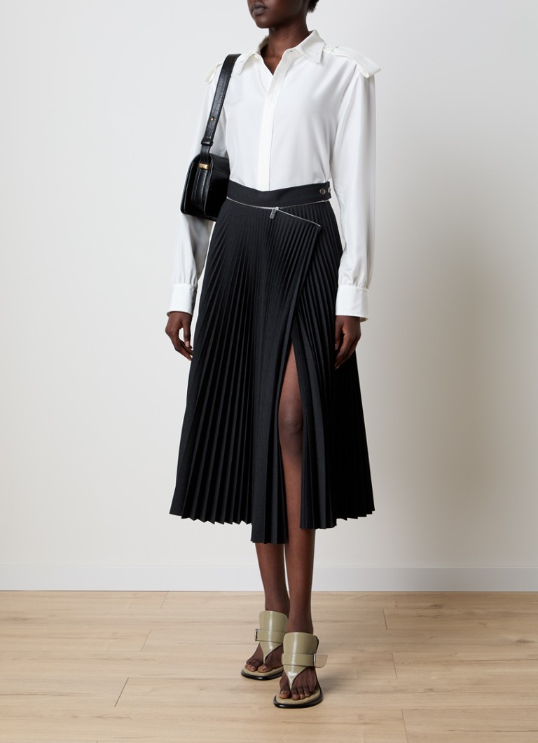 Fustă midi plisată din lână Burberry