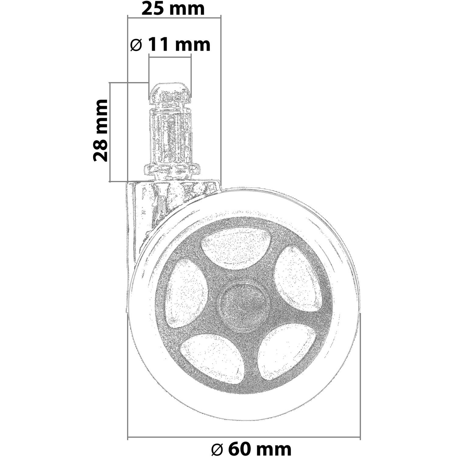 RACEMASTER Stuhlrolle 5er Set Bürostuhlrollen, (Set, 5-St), universell für Hartböden und Teppich, Racing Design, XL Rollen 60 mm