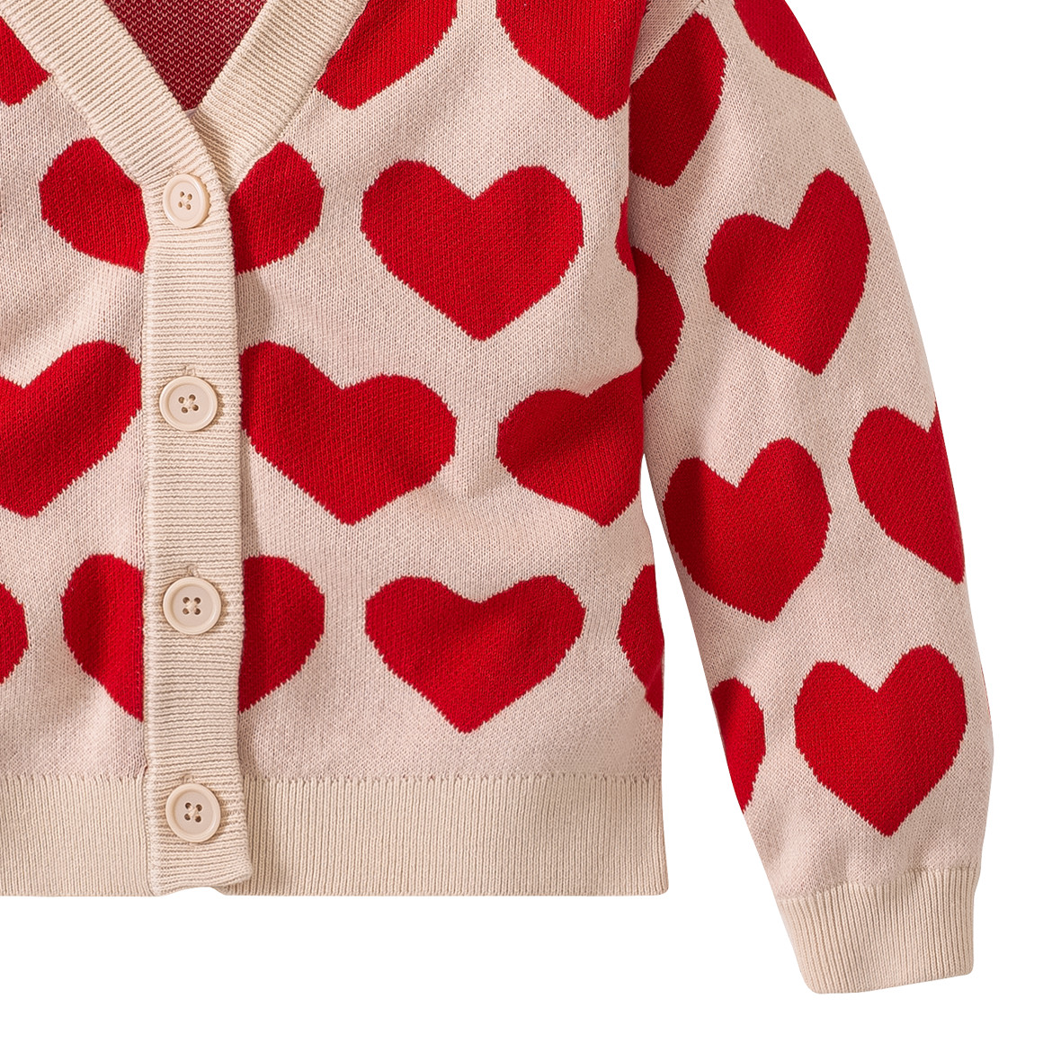 Mädchen Strickjacke mit Herz-Allover